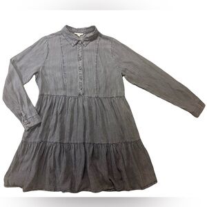 Easel (EUC) Women’s Long Sleeve Tiered Washed Denim Shirt Dress